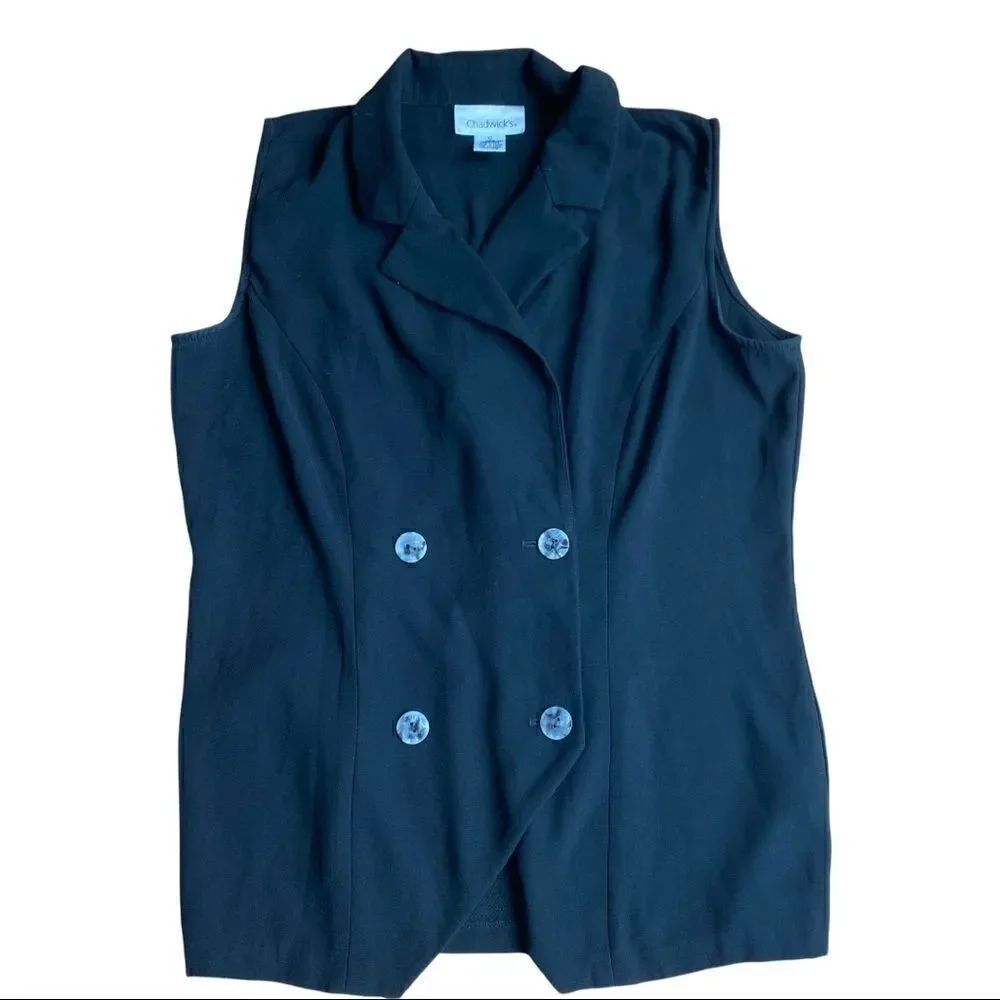 Chadwick’s Double Breasted Vest Top Black Sz 12
